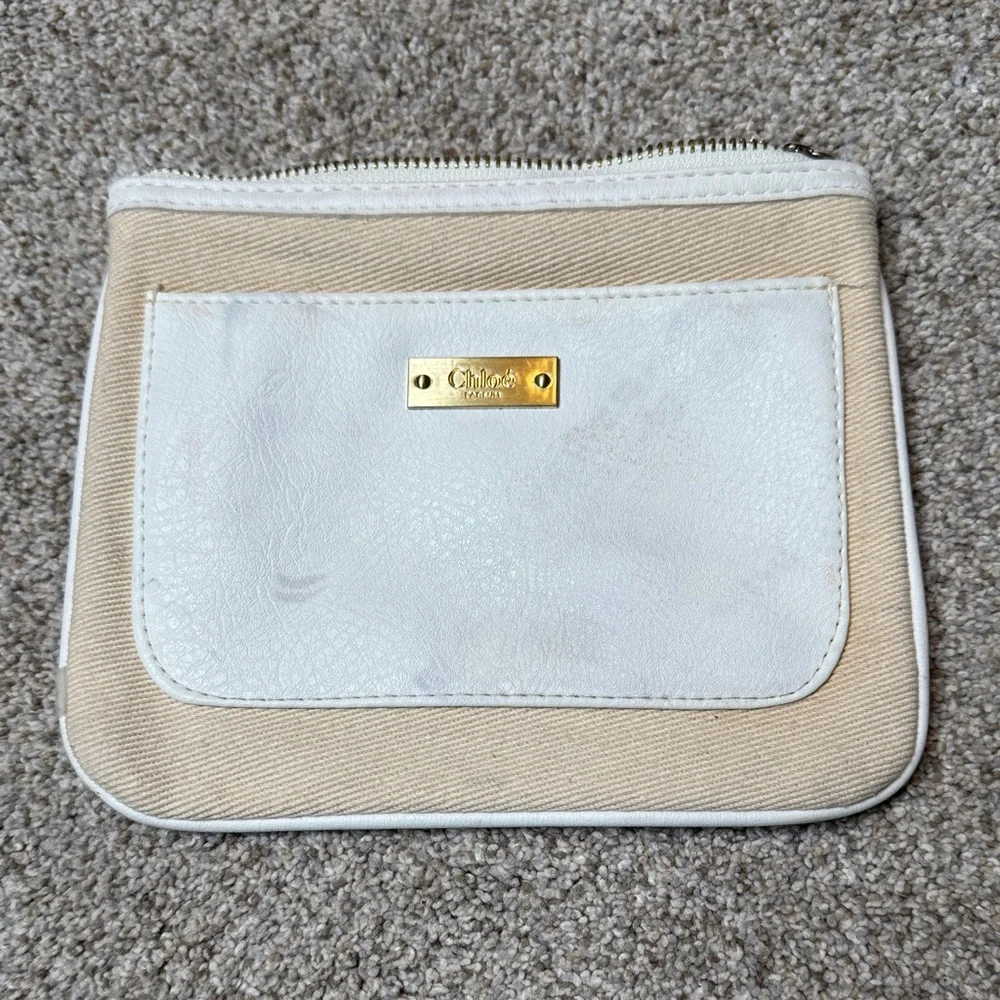 Chloé Parfums Beige Canvas Cosmetic Pouch Makeup Bag GWP